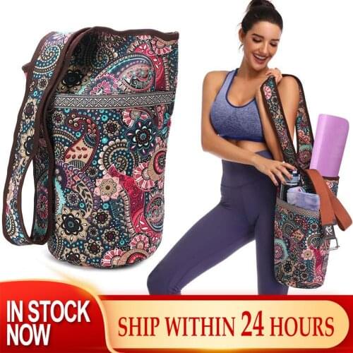 Fashion Yoga Mat Bag Canvas Yoga Bag Large Size Zipper Pocket Fit Most Size Mats Yoga Mat Tote Sling Carrier Fitness Supplies