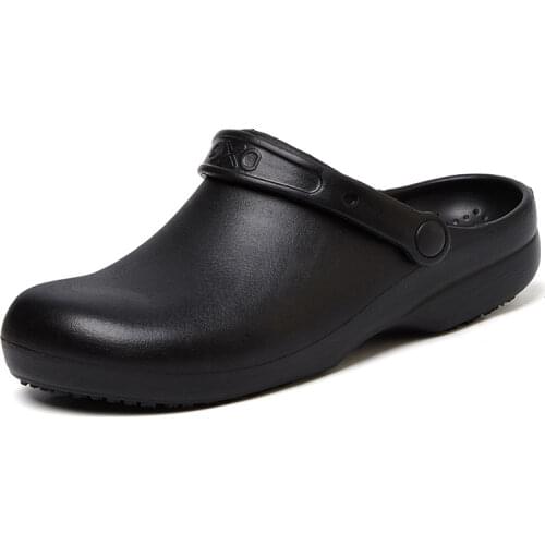 EVA Men Chef Shoes Breathable Non-slip Oil-proof Men Kitchen Shoes Medical Working Shoes Garden Waterproof Safety Shoes Black