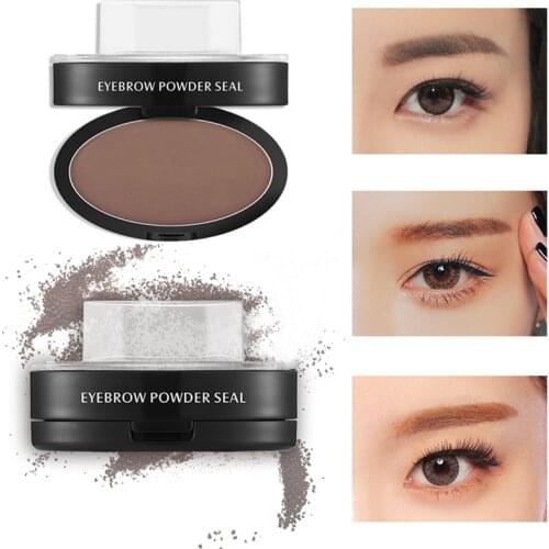 3 Colors Eyebrow Powder Seal Eyebrow Shadow Set Waterproof Eyebrow Stamp Straight Curved Shape Brow Stamp Powder Palette Stamper