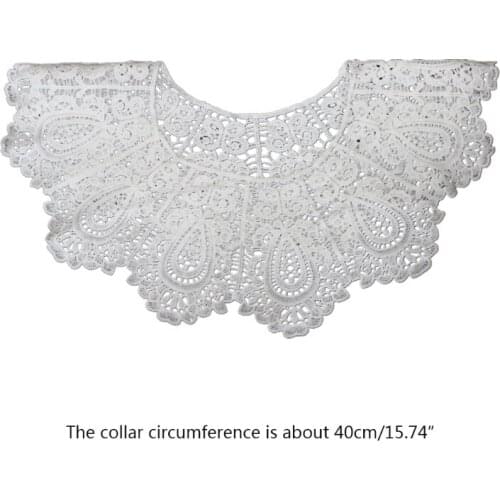 Q1FA Petal Shape False Shirt Collar Hollowed Geometric Embroidery Fashionable Decorative Faux Collar Sweet Detachable Collar