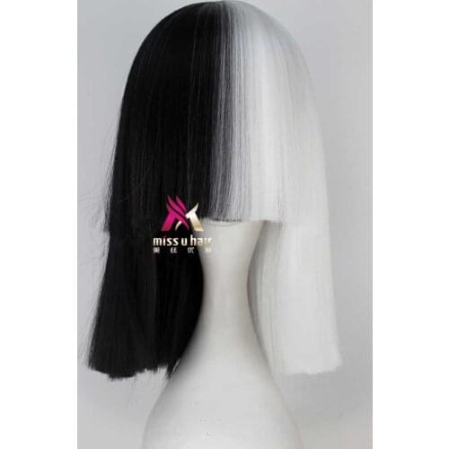 New Sia Kate Isobelle Furler Synthetic Short Ombre Hair Women Straight SIA Wig Cosplay Black Blonde Bob Wigs For Party