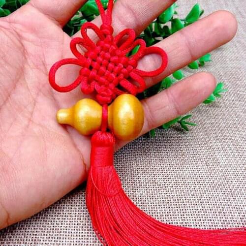 1PC Chinese Knot Feng Shui Wealth Success Copper Coins Lucky Charm Gourd Pendant Home Car Decor