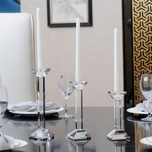 Simple Modern Transparent Crystal Candle Holder Taper Candlestick Stand Home Table Ornaments Holiday Wedding Living Room Decor