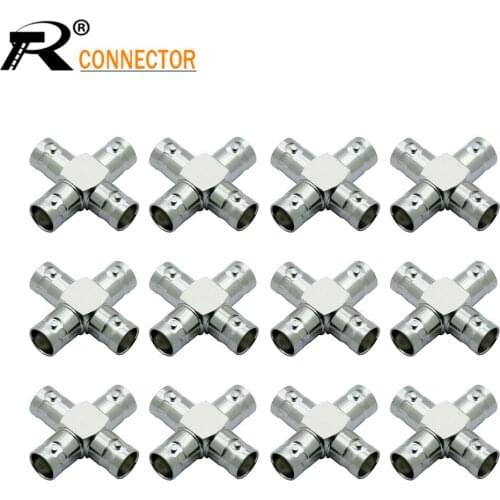 RF Coax Splitter BNC Video Adapter Connector Adapter BNC 4 Ways Female Nickel-Plated for SDR Ham Radio Handheld Radio