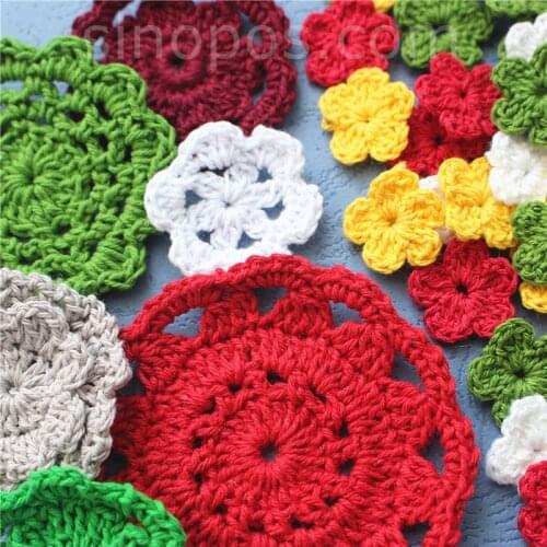 Christmas Tone Handmade Crochet Flowers Yuletide Mega Pack, scrapbook embellishment crocheted doily quilt bag cushion applique