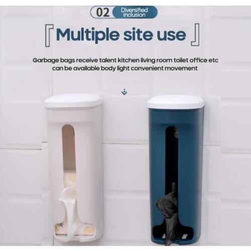 Self-Adhesive Wall Hanging Garbage Bag Storage Rack Kitchen Bathroom Plastic Bag Extraction Nordic Style With Cover Storage Box