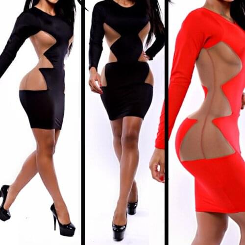 Stage Celebrity Bandage Bodycon Fashion Black Red Dress One Size B4058