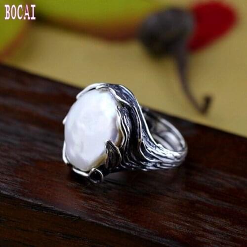 Character silver product craftsmanship Thai woman with natural pearl ring S925 pure silver