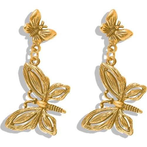 Dvacaman Butterfly Long Cute Drop Earrings for Women Maxi Metal Morocco Dangle Statement Earrings party special Gifts Jewelry