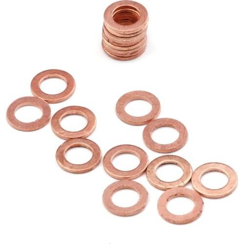 20PCS/set 6*10*1mm Solid Copper Washer Flat Ring Gasket Sump Plug Oil Seal Fittings Washers Fastener Hardware Accessories