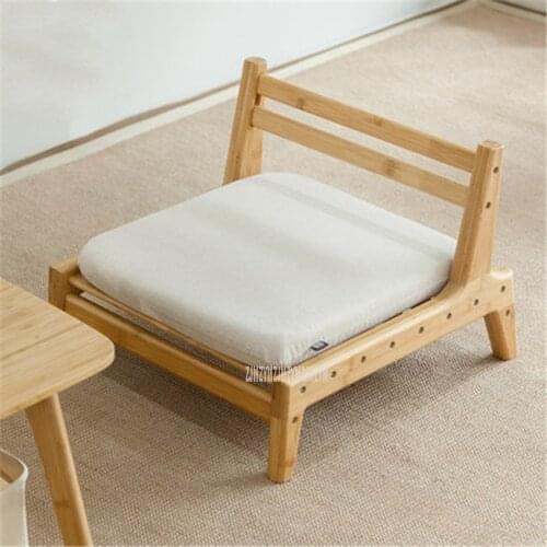 Meditation Seat Low Stool With Sofe Cushion Backrest Japanese Legless Leisure Floor Chair Home Living Room Bamboo Furniture
