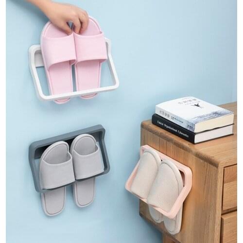 Bathroom Slippers Rack Wall Free Punching Shelf Bathroom Shoe Rack Wall Hanging Rack Home Storage