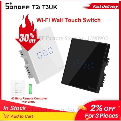 Itead SONOFF TX T2/T3 UK Smart Touch Switch Wifi Wall Light Switch Voice APP 433mhz RF Remote Control Works With Alexa e-WeLink