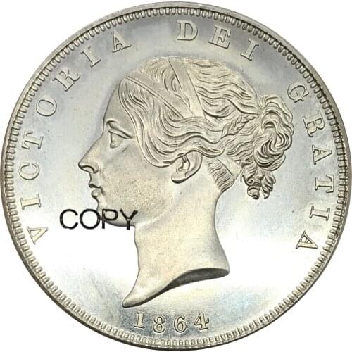 Great Britain 1/2 Crown Victoria 1864 Cupronickel Plated Silver Copy Coins