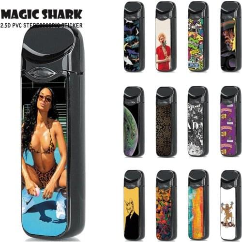 Magic Shark PVC Stereo Astronaut Earth Sexy Lady Mummy Case E Cigarette Cover Case Film Sticker for Smok Nord