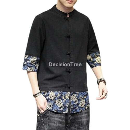 2021 oriental clothes mens tops oriental shirts for men hanfu blouse cheongsam linen vintage style clothing chinese tang shirt