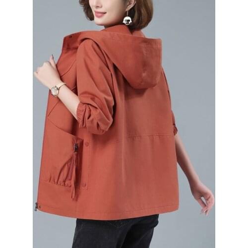 2021 New Autumn Fashion Windbreaker Coat Long Sleeve Casual Jackets Loose Bomber Womens Jacket Female Hooded Basic Coat Outwear