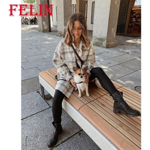 FELIN Women Blazer Za 2021 Office Lady Plus Size Plaid Singe Button Jacket female Long Sleeve Casual Blazer Vintage Tops Mujer