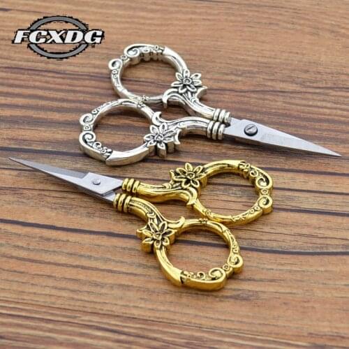 Golden Vintage Scissors Sewing Tools Stainless Steel Professional Tailor Scissors Retro Craft Scissors for Fabric Sewing Shears