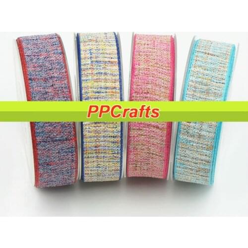 1inch (25mm) DIY Fashion Colorful Flax Webbing Ribbon for High-End Market Bows Making 100yards/roll Free Shipping