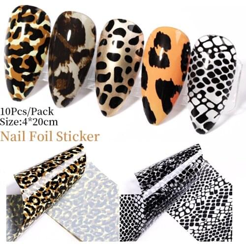 10/8/7 Sheets Nail Transfer Foil Snake Nail Art Stickers Leopard Nail Art Decals Transfer Slider DIY Nails Accessories Decor Tip