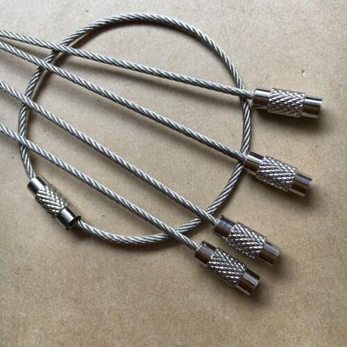 10pcs/lot Outdoor Camping Wire Rope Key Ring & Stainless Steel Wire Chain Keychain Edc Tool