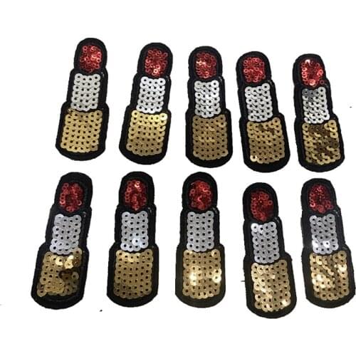 10ps LIPS Sequined patch Iron on lip Badge for Clothes Shoes Bags