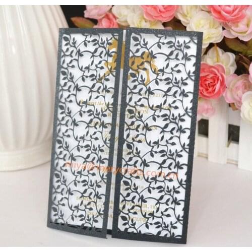 100pcs/lot black laser cut invitations tree