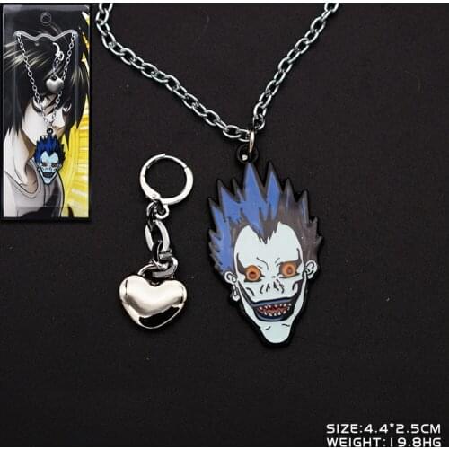 2 in1 Death Note Yagami Light Killer Earring Ryuk Figure pendant Keychain Car Keyhold Fashion Jewelry Necklace Gift
