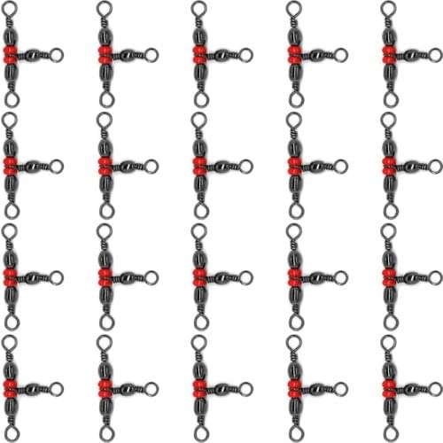 20Pcs 3 Way Brass Fishing Rolling Barrel Swivel Bearing Connector Solid Ring New