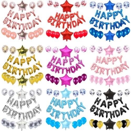 25pcs Letter Foil Balloos Happy Birthday Party Decorations Kids Adult Party Decor Globos Helium Letters Balloon Rose Gold Baloon