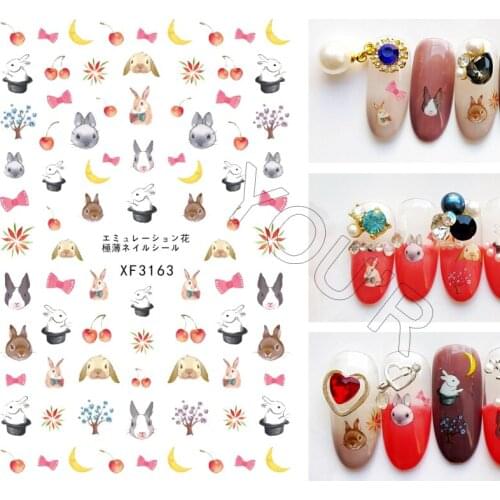 3D Bunny Nail Art Sticker Decoration Self Adhesive Rabbit Nails Stickers Decals on Nails Design Manicure Stickers Transfer Foil