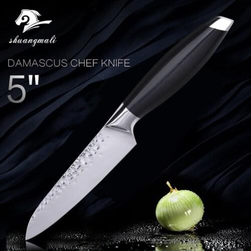 5" Fruit Paring Knife 440C Steel Professional Kitchen Knives Steak Forged Pattern Cook Kitchen Tool Steel Knife With G10 Handle