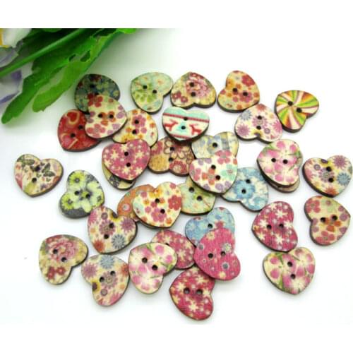 50Pcs Mixed Wood Heart Sewing Buttons For Kids Clothes Scrapbooking Decorative Botones Handicraft DIY Accessories10