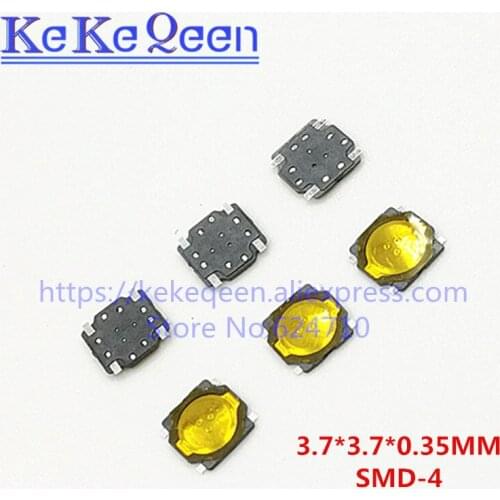 500PCS-1000PCS 3.7x3.7x0.35mm 3.7*3.7*0.35mm Yellow Thin film switch 4P Push Button Switch SMD Film switch Micro Switch 12V 0.5A
