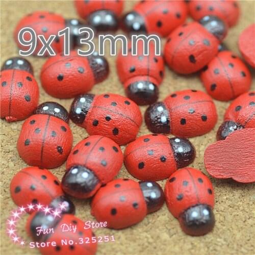 9x13mm 100pcs printed ladybird wooden flatback Button wholesale Childrens clothes button accessories