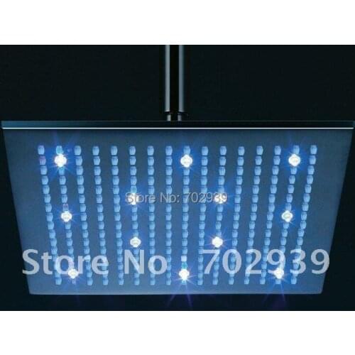 Free shipping brass square led shower head (30x30cm)