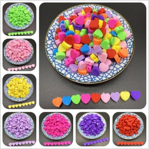 30pcs/Lot 10mm Clay Spacer Beads Heart Shape Beads Polymer Clay Beads For Jewelry Making DIY Handmade Accessories