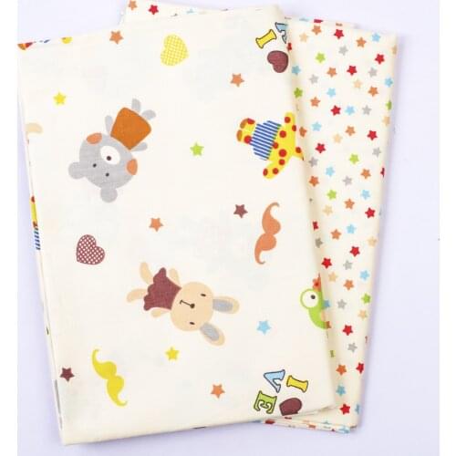 Bear And rabbitPrinted Kids Cotton Twill Fabric For Patchwork Quilting Baby Bedding Sewing Cloth Material D30