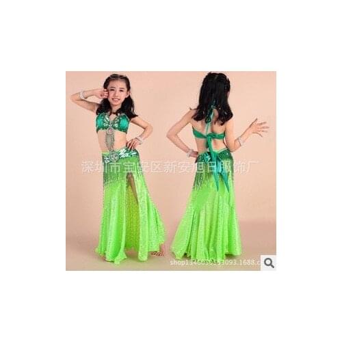 New Arrival fully hand-made sew Kids Child size Belly Dance Costumes Average Size with 8 colors 3pcs/set