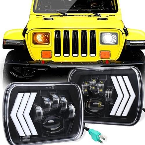 2pcs 5X7 Seven inch square light 6X7 Cherokee far and near bald headlight 55W new Wrangler modified car LED headlight