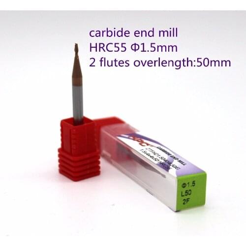 Router bit 1.5*4*50 of 2 flutes flat end mills HRC55 carbide end milling tungsten mill cutter CNC machine tool