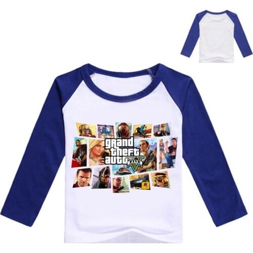2-12Years Gta 5 Tshirt Boys T-shirt with Long Sleeves Nova Kids Tops Girls Summer Custom Teenage Baby Boy Long Sleeve Tops