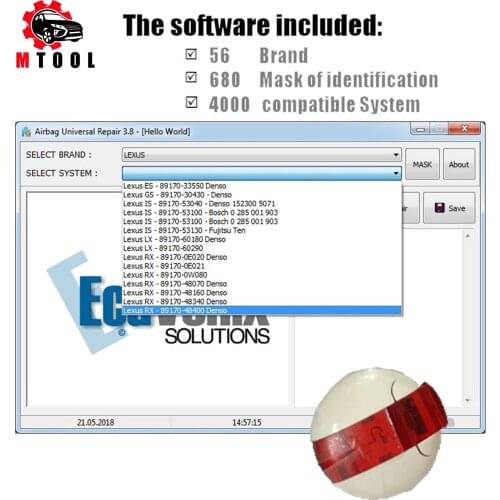 Airbag Reset Tool Airbag Universal Repair V3.8 ECU Programmer of Airbag Obd2 Car Diagnostic Software Over 4000 Compatibility