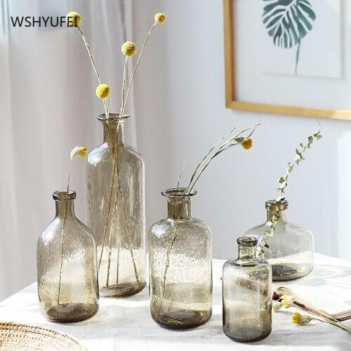 Exquisite Nordic exquisite bubble transparent glass small vase fake flowers dried flowers table decoration home furnishings