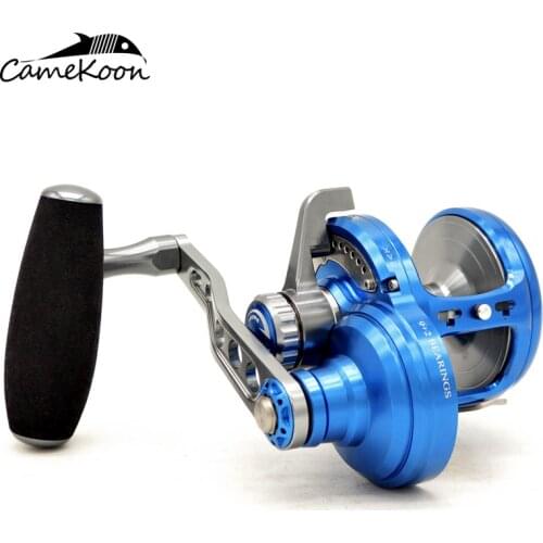 CAMEKOON DL50N Narrow Spool Saltwater 5.3:1 Boat Trolling Reel 32kg Max Drag Offshore Deep-Sea Fishing 9+2 BB Slow Jigging Wheel