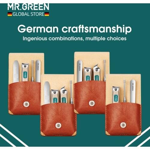 MR.GREEN Manicure Set Surgical Grade Scissors Stainless Nail Clippers Tool Pedicure Set Home Portable Travel Kit Nail Scissor