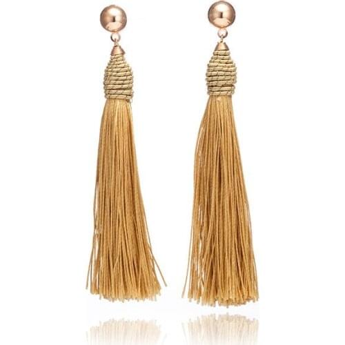 Trendy Boho Long Tassel Earrings Women Fashion Jewelry Vintage Bohemia Silk Fabric Ethnic Hanging Dangle Drop Earrings