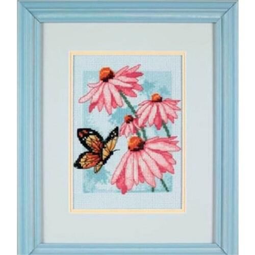 Butterfly on flowers cross stitch package DMC color aida 18ct 14ct 11ct blue cloth kit embroider DIY handmade needlework