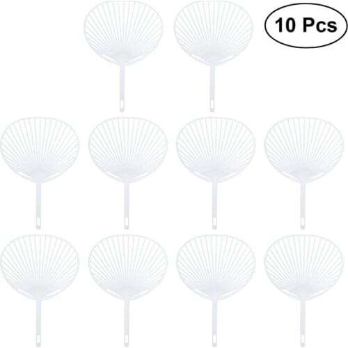 10pcs Japanese Fan Uchiwa DIY Kit Hand-held Fan Framework for DIY Crafts (White)